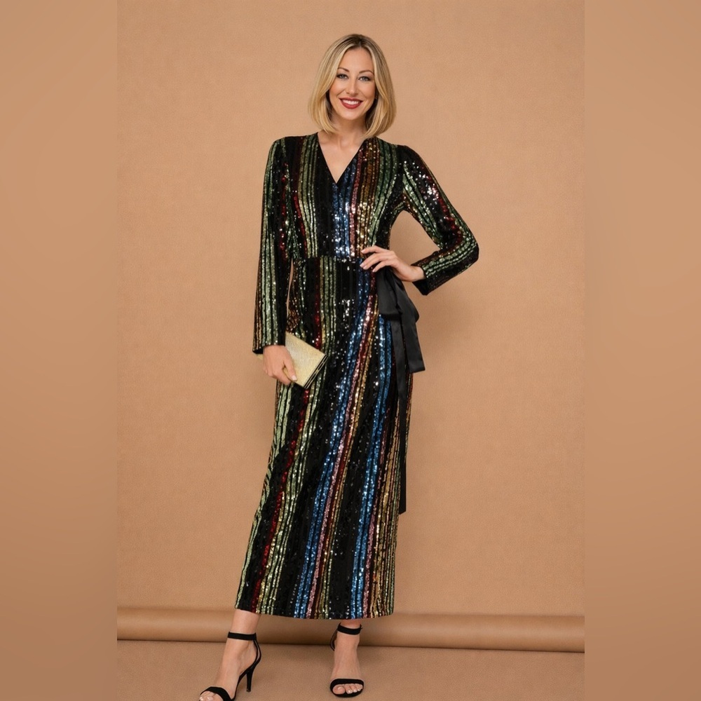 ✨ Multi-Color Sequin Wrap Maxi Dress ✨ - Picture 7 of 7